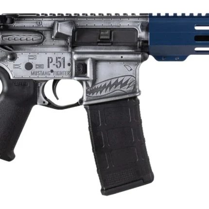 Shark Coast Tactical SCC07442P51-P P-51 Mustang 5.56 NATO 30+1 10.50" Black Nitride Threaded Barrel, Aluminum Receiver w/Picatinny Rail, M-LOK Handguard, Polymer SB Tactical SBA3 Brace, Magpul MOE Gri