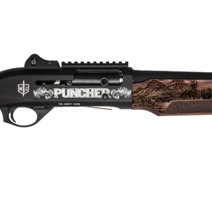 MAC 21000122PNCH Cowboy Puncher 12 Gauge Semi-Auto 3" 5+1 18.50" 18" Black Barrel, Black Engraved Receiver w/Picatinny Rail, Engraved Wood Stock