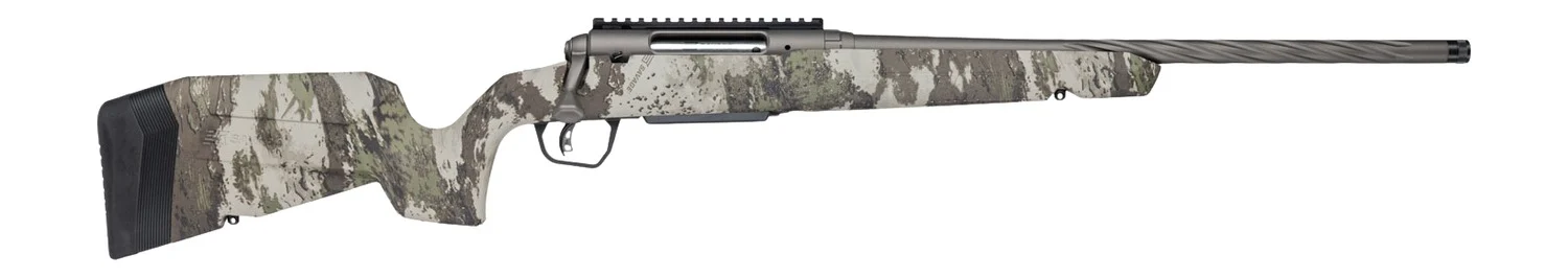 Savage Arms 33209 Axis 2 Pro 22-250 Rem 4+1 20" Gun Metal Bronze Cerakote Spiral Fluted Threaded Barrel & Receiver w/Picatinny Rail, Savage Woodland Camo Fixed w/Pistol Grip Synthetic Stock, Right Han
