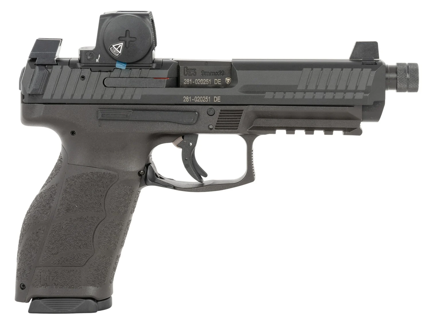 HK 81001362 VP9 A1 Tactical w/Optic Full Size 9mm Luger 15+1 5.12" Black Threaded Barrel, Black Steel Serrated w/Vortex Defender CCW Slide, Black Polymer Frame w/Picatinny Rail, Interchangeable Backst
