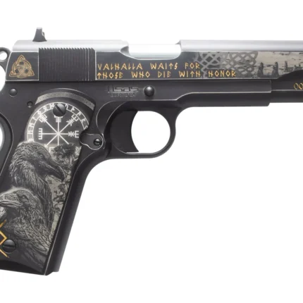 Tisas Arms Customs 10100516AA10 1911 A1 Stakeout Norse God Sports South Exclusive 45 ACP 8+1 5" Carbon Steel Serrated Slide Carbon Steel Frame w/Beavertail