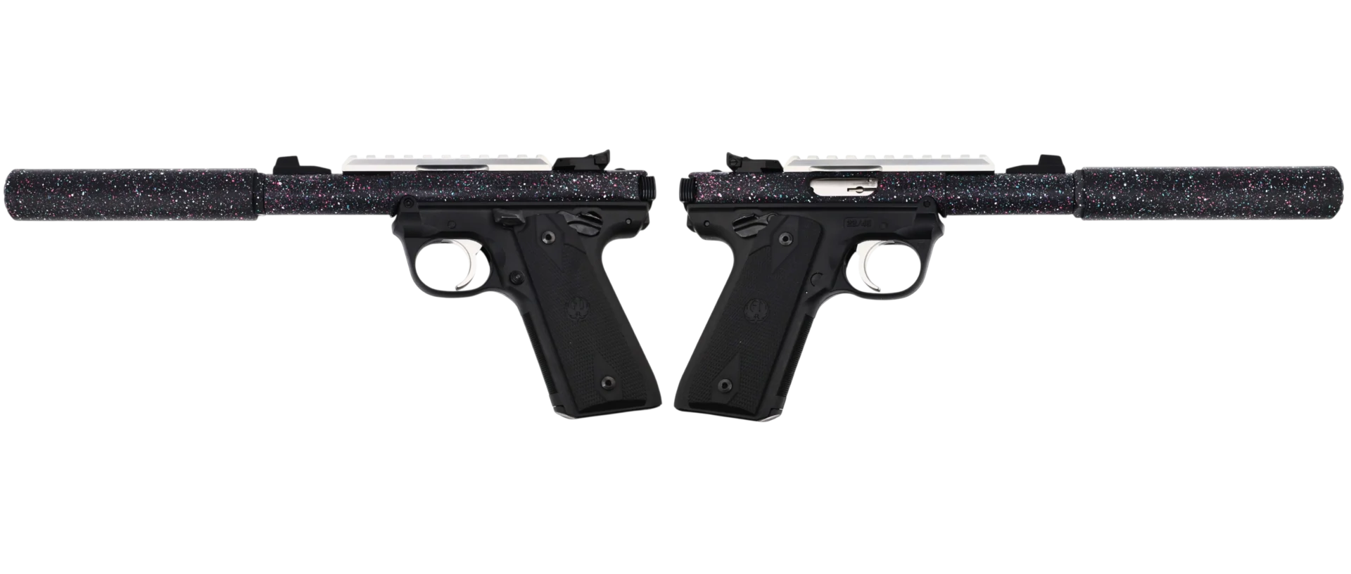 RUGER MARK IV 22/45 22LR PISTOL 4.4" T.B. SPLATTER 2-10RD MAGS